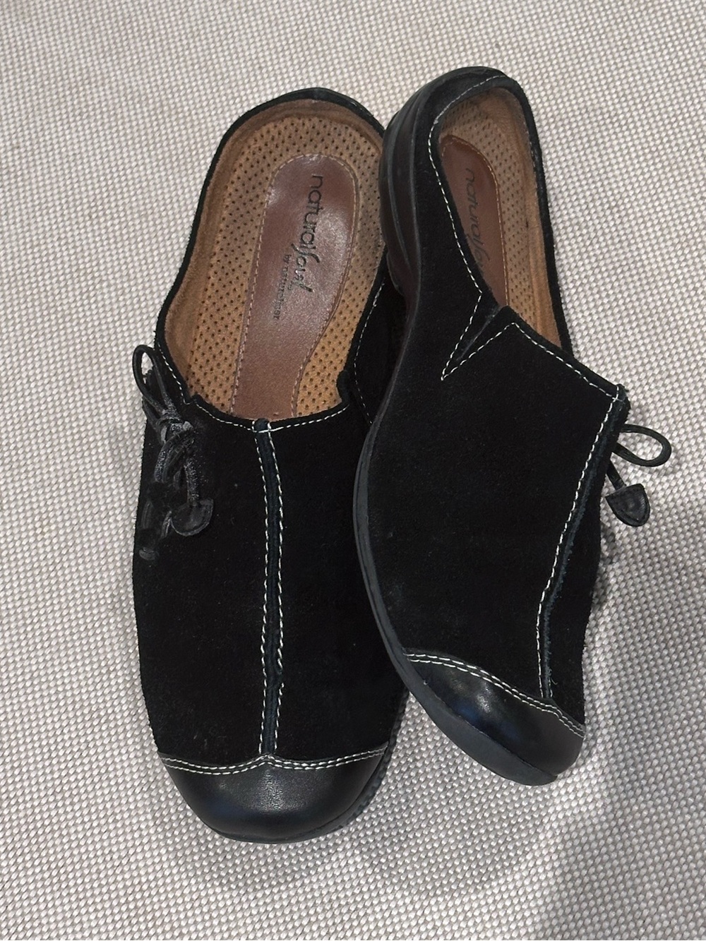NATURAL SOUL size 8.5 Naturalizer Suede Black Slip-On Leather Comfort Loafer NEW